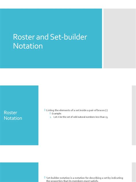 Roster and Set Builder Notation | PDF