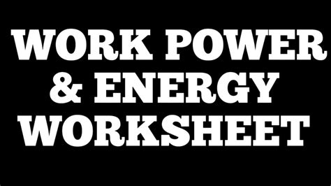 Image result for Work and Power Worksheet