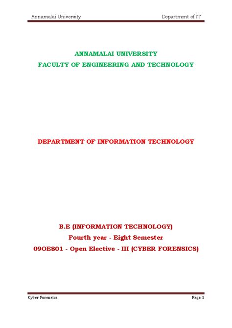 Cyber Forensics - Lecture notes - UNIT 3 I Syllabus: - Introduction ...