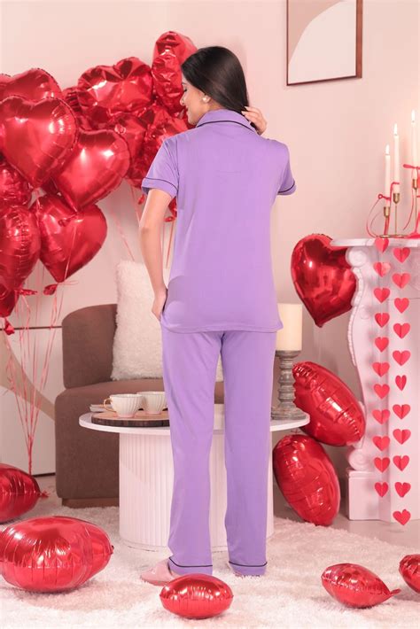 Soft Lavender Solid Pyjama Set – Comfortable & Stylish Nightwear for ...