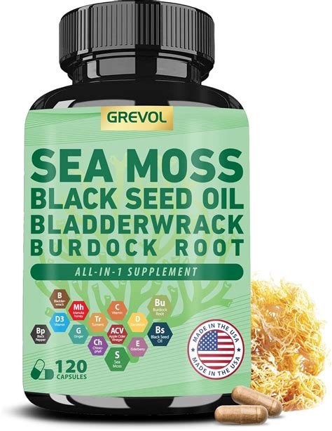 Grevol Organic Sea Moss Supplement, Sea Moss 8000mg Black India | Ubuy