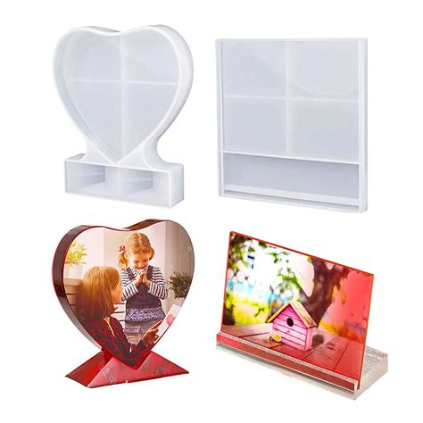 Photo Frame Molds Rectangle & Heart Shape Silicone Mold for Making ...