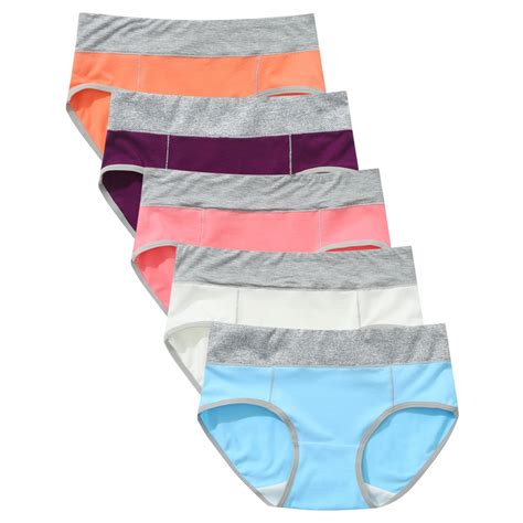 AOOCHASLIY Womens Underwear Plus Size Casual 5PC Ladies Patchwork ...