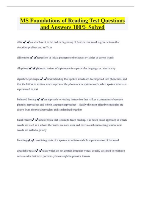 MS Foundations of Reading Test Questions and Answers 100% Solved - MS ...
