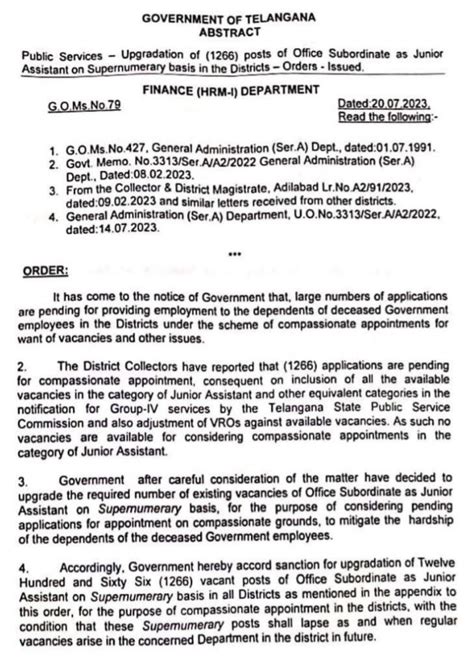 Upgradation of (1266) posts of Office Subordinate as Junior Assistant ...