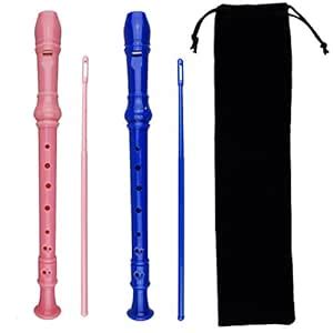 Kasteco 2 Pack German Style 8 Hole-3 Piece Descant Soprano Recorders ...