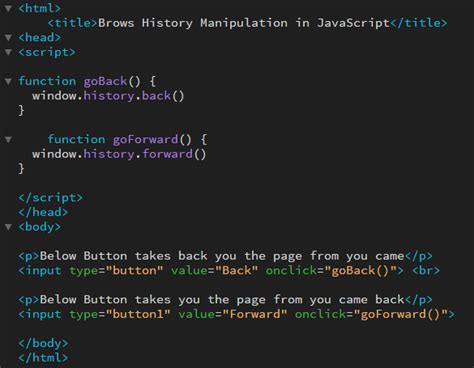 Windows History Go Back in JavaScript 的图像结果