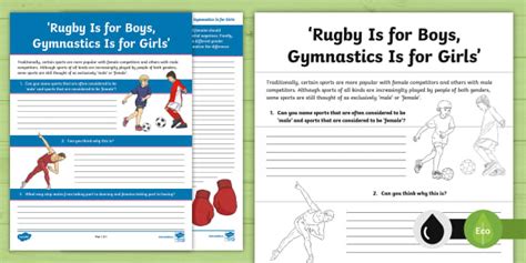 'Rugby is for Boys, Gymnastics is for Girls' Worksheet