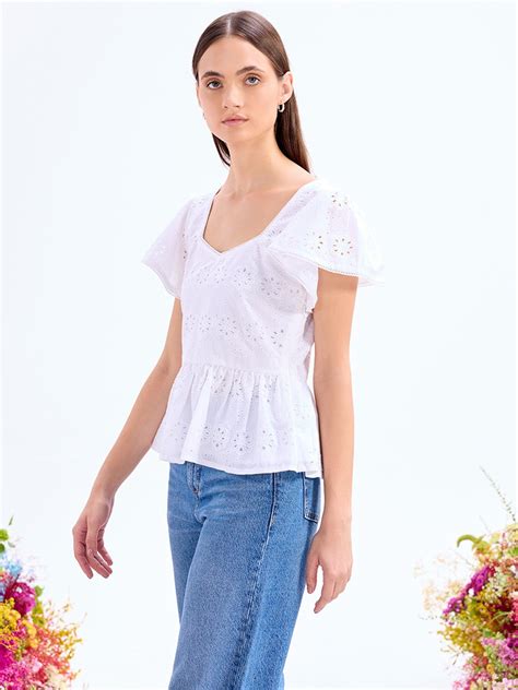 White Schiffli Top
