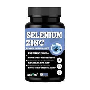 Adoreal Selenium Zinc Supplement, Elemental Selenium 40mcg, High ...