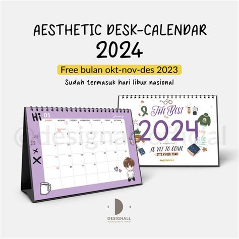 Promo Designall Kalender Tahun 2024 Meja Kalender Duduk Aesthetic ...