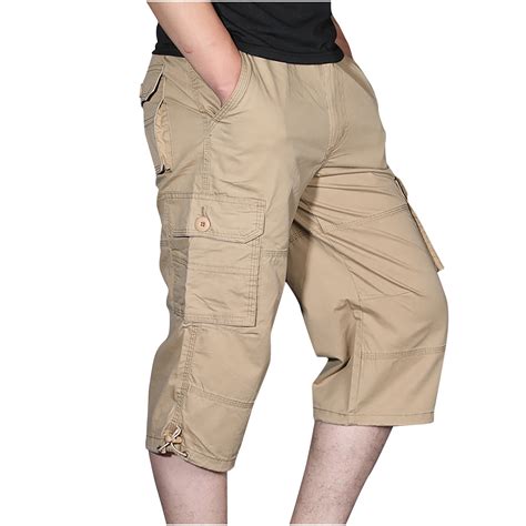 fartey Cargo Capri Pants for Men Plus Size Multiple Pockets Cropped ...