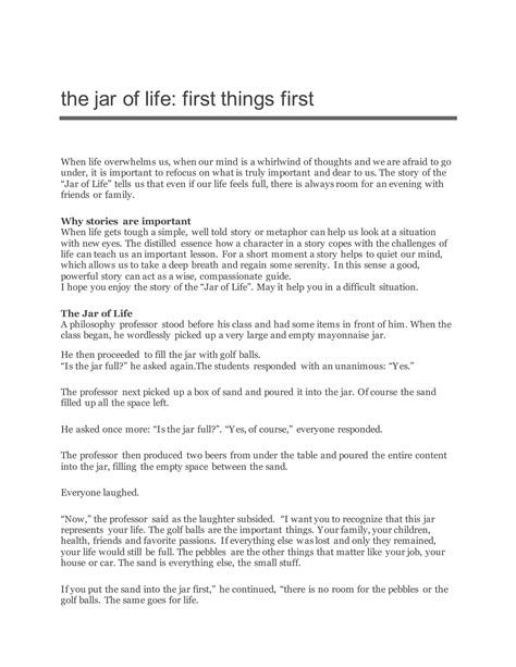 The jar of life | PDF