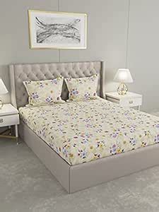 Raymond Home 100% Cotton Multicolor Double Bedsheet with 2 Pillow ...