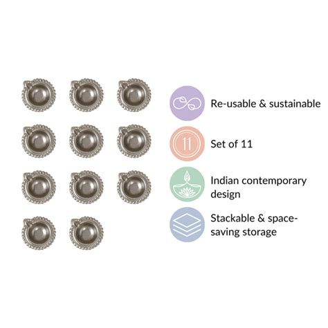 Sustainable Metal Tea Light Holder Silver Set Of 11 Online - Premium ...