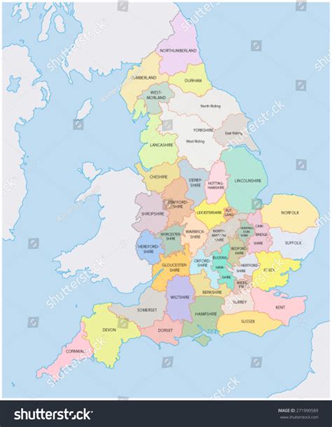 Historic Counties England Map Stock Vector (Royalty Free) 271990589 ...