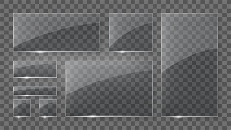 Transparent glass plates banners set | Premium Vector