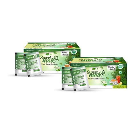 Sweetmate Stevia Sachets (100 Sachet x Pack 2) - 200 Servings | 100% ...