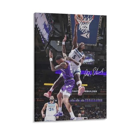 Anthony Edwards Dunk Autograph Canvas Poster Painting On Canvas Wall ...