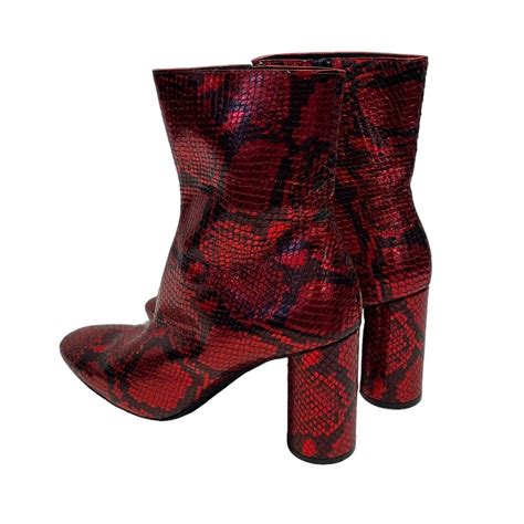 BALENCIAGA/Booties/US 6.5/Animal Pattern/Leather/RED/