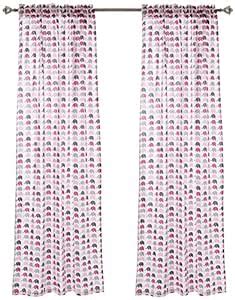 Bacati Asia Elephant Curtain Panel Door, Set of 2 Piece (Pink/Grey ...
