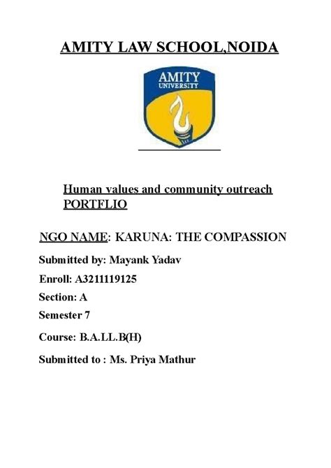 Portfolio%202 - Portfolio - AMITY LAW SCHOOL,NOIDA Human values and ...