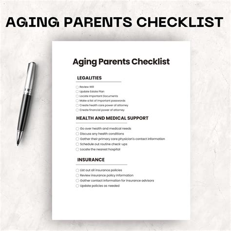 Aging Parents Checklist Printable: Dementia & Elderly Care (PDF) - Etsy