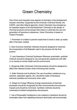 23pg GREEN CHEMISTRY - UNIT-I: Introduction- Need for Green Chemistry ...