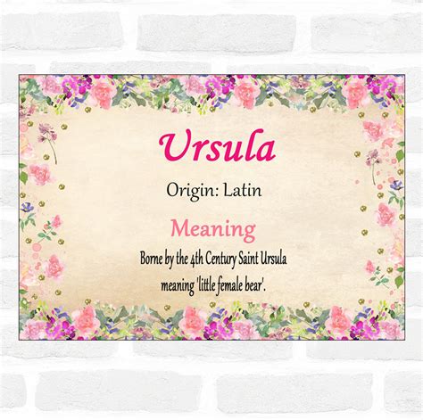 Ursula Name Meaning Floral Certificate - Party Animal Print