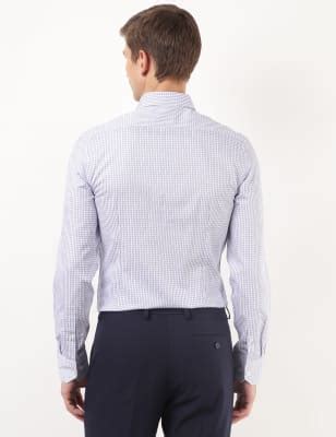 Pure Cotton Checked Spread Collar Shirt