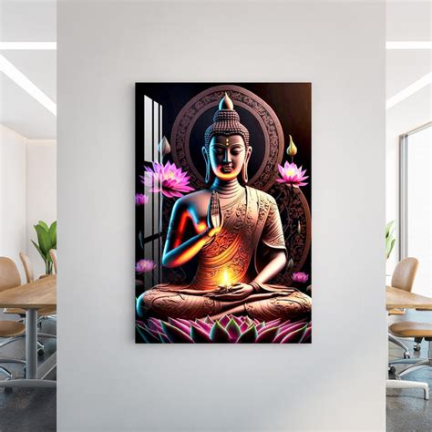 Buy Buddha With Flowers Acrylic Wall Art Online @ Best Price in India ...
