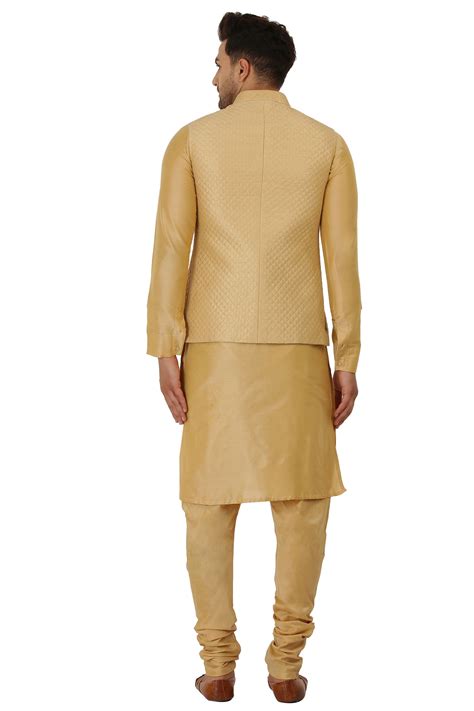 Gold color Nehru Jacket with Kurta Churidaar – Mohi fashion