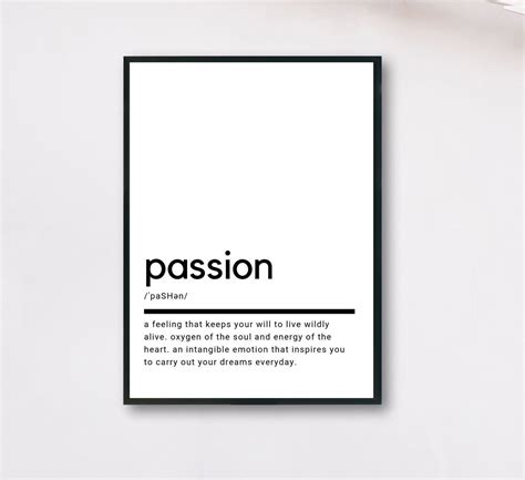 Passion Definition Printable Wall Art Passion Poster | Etsy