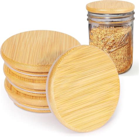 Amazon.com: 4 Pack Wide Mouth Bamboo Mason Jar Lids, Wooden Ball Jar ...