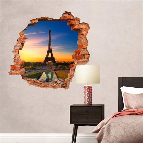 3D wall sticker Sunset at the Eiffel tower | wall-art.com