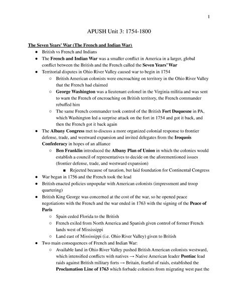 Apush Unit 3 1754-1800 - Lecture notes that cover United States history ...