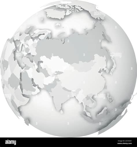 Earth globe. 3D world map with grey political map of countries dropping ...