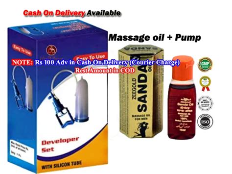 Penile Enlargement Pump with Massage Oil- For enhancement and increase ...