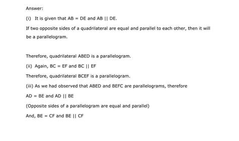 In triangleABC and triangle DEF, AB = DE , AB parallel DE, BC = EF ...