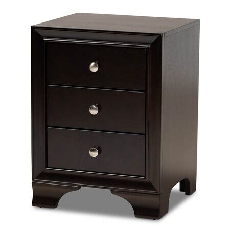 Baxton Studio Gordon Dark Brown Finished 3-Drawer Wood Nightstand 161 ...