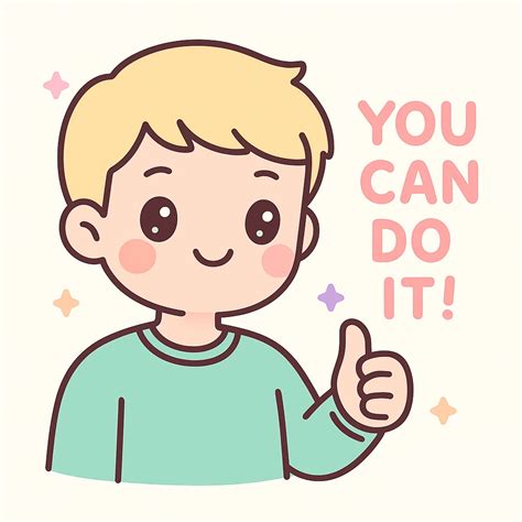 young blond man with short hair giving encouragement, kawaii style, cute and positive expression ...