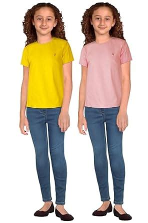 Allen Solly Junior Girl's Solid Regular Fit T-Shirt (Pack of 2 ...