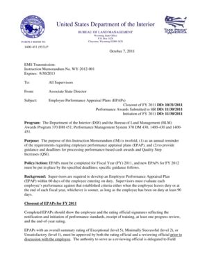 Fillable Online blm Employee Performance Appraisal Plans (EPAPs) - blm ...