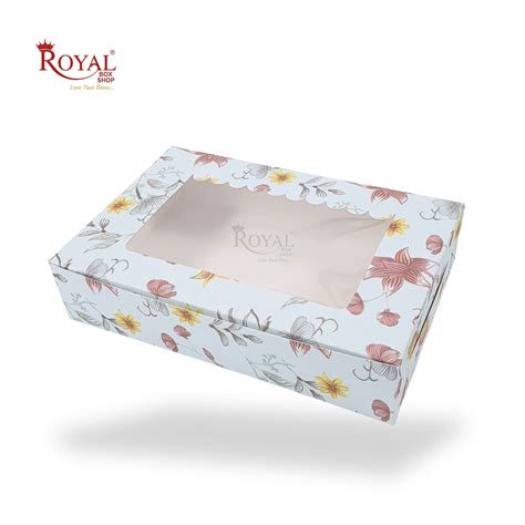 6pc Brownie Window Box I Blue Floral I 9x6x2 Inches – Royal Box Shop