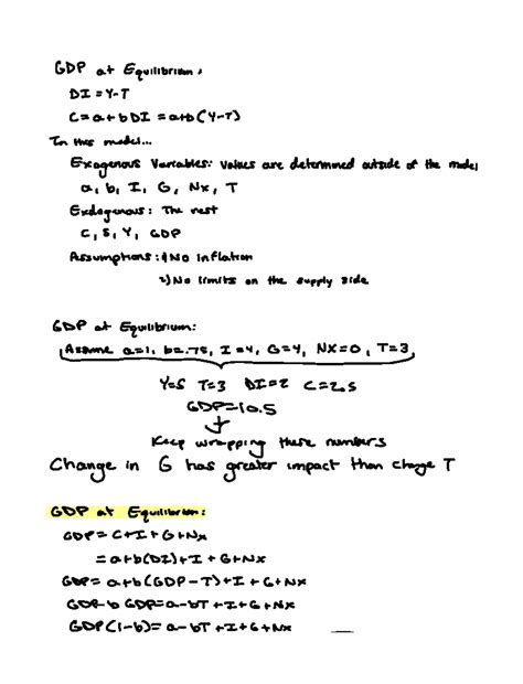 GDP at equilibrium - econ notes - GDP at Equilibrium DI Y T at b DI atb ...