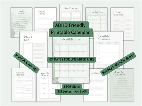 ADHD Calendar 的图像结果
