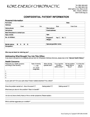 Fillable Online KORE-ENERGY CHIROPRACTIC Fax Email Print - pdfFiller