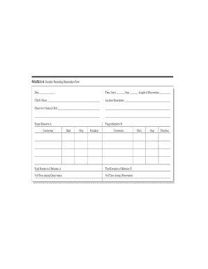 Duration Recording Observation Form - Blank Fillable Template | Fill ...