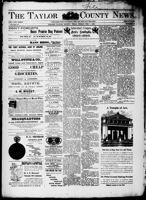The Taylor County News. (Abilene, Tex.), Vol. 10, No. 50, Ed. 1 Friday ...