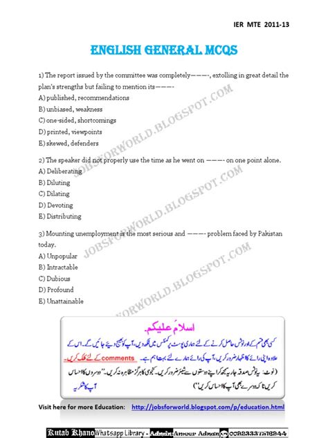 English General Mcqs | PDF